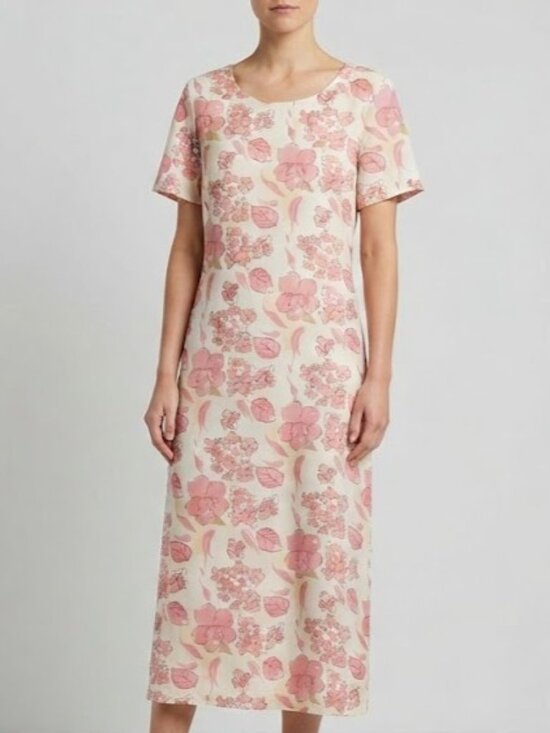 Outline Dresses & Skirts - Pink & Yellow Floral Short-Sleeve Maxi Dress